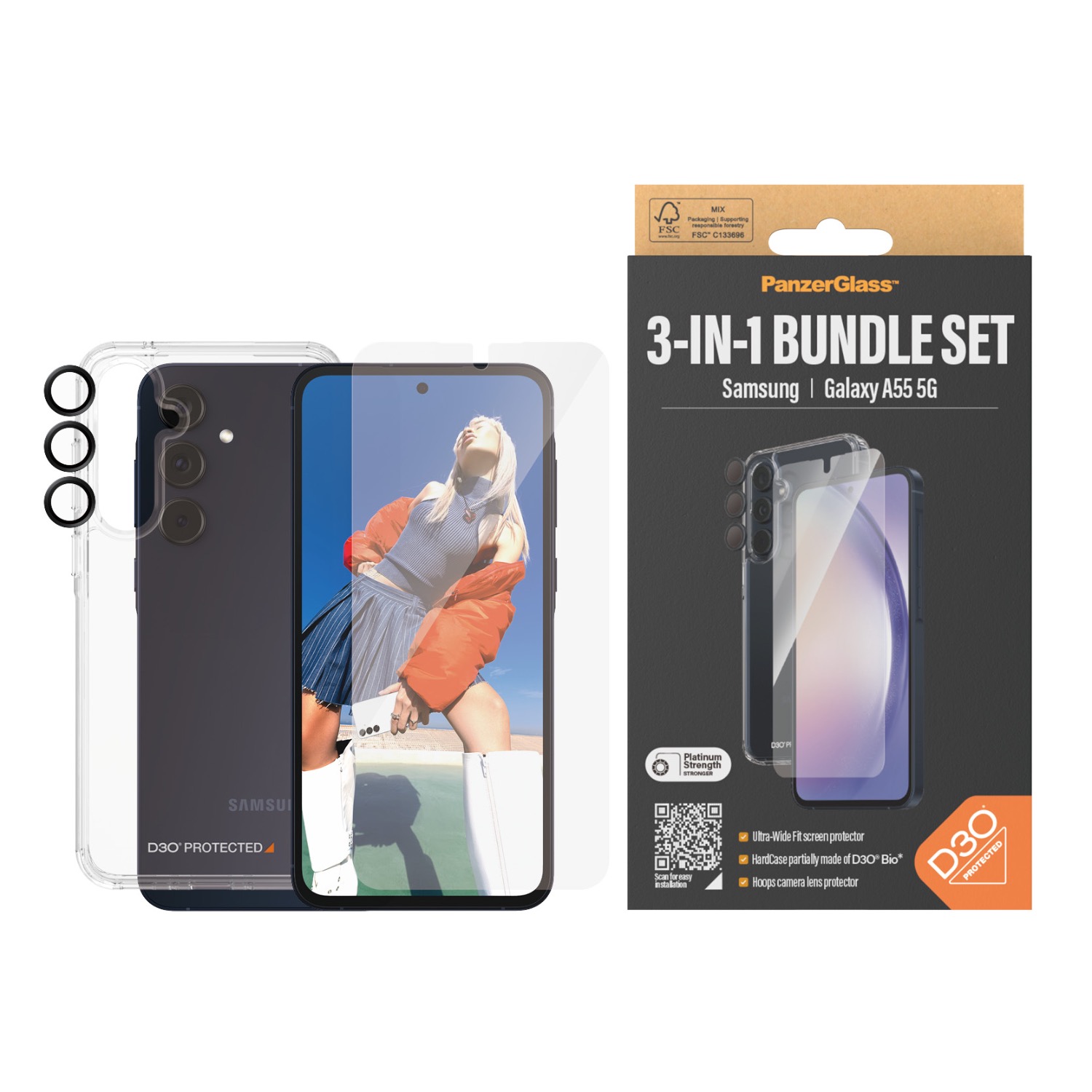 PanzerGlass 3-In-1 Protection Bundle - Samsung Galaxy A55 5G - Image 3