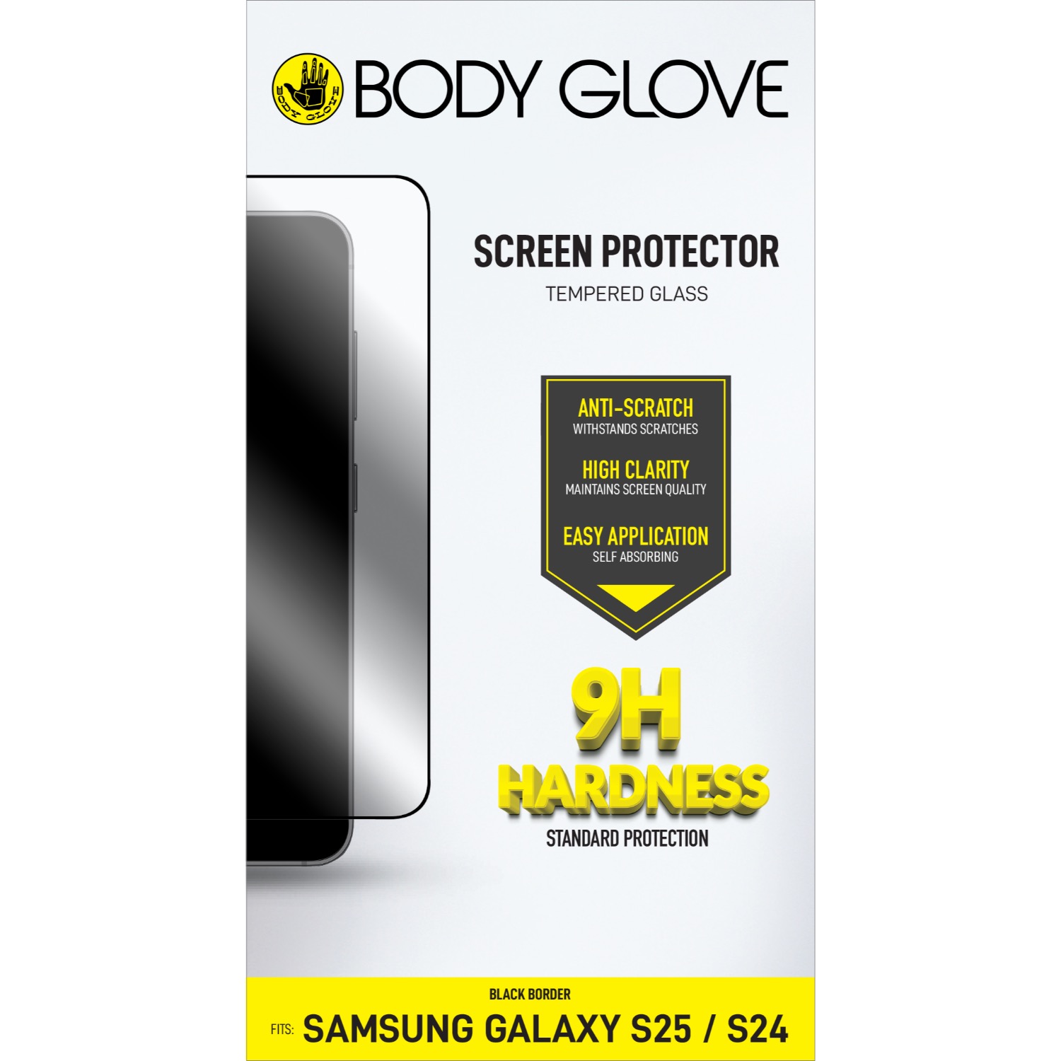 Body Glove Tempered Glass Screen Protector - Samsung Galaxy S25 - Black Border