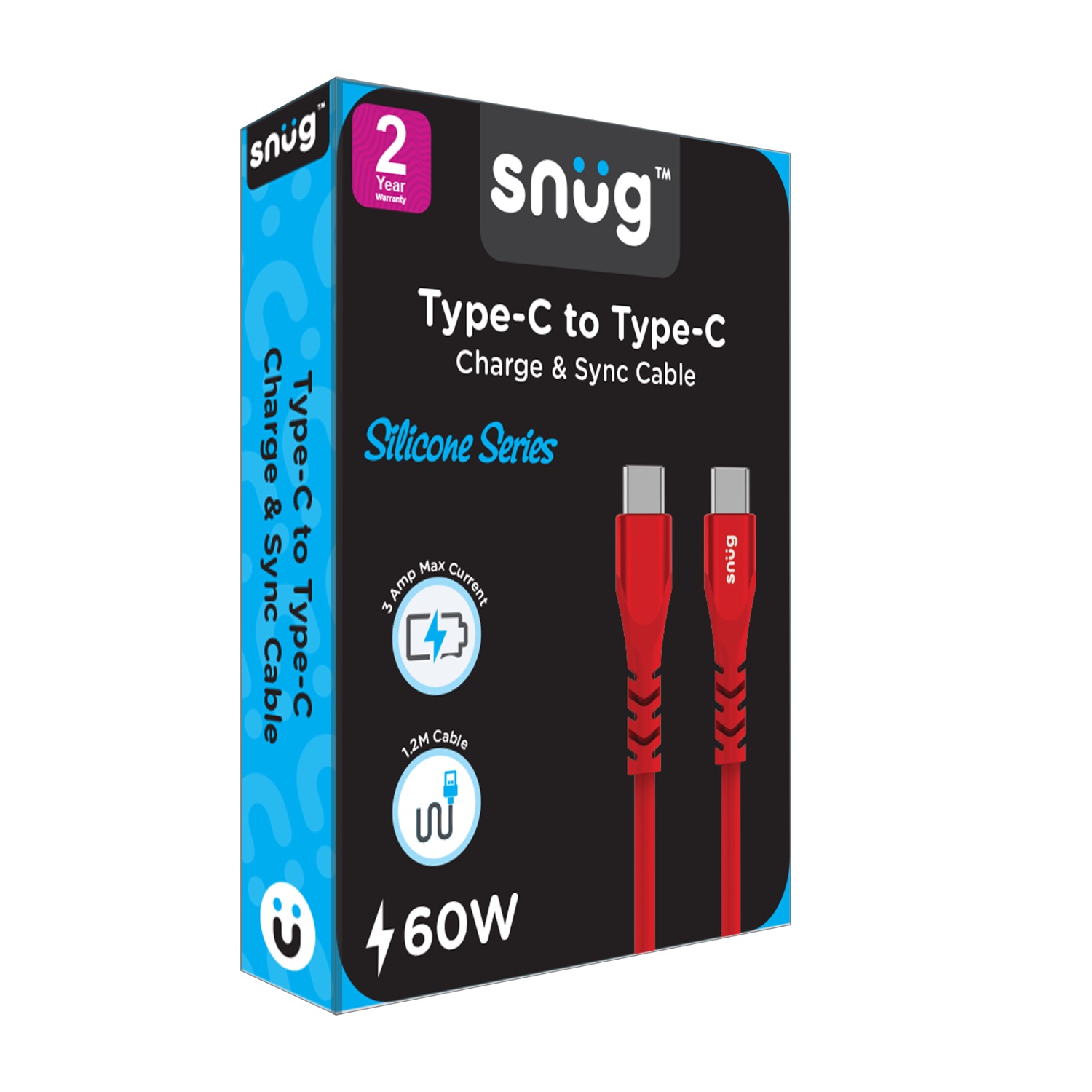 Snug Type-C To Type-C Silicone Cable - 1.2 Metre - Image 2