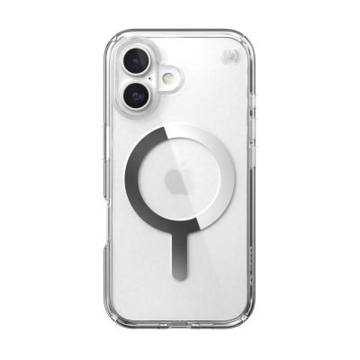 Speck Presidio Perfect Clear MagSafe Case - Apple iPhone 16 - Clear & Chrome