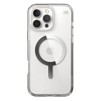 Speck Presidio Perfect Clear MagSafe Case - Apple iPhone 16 Pro Max - Clear & Chrome