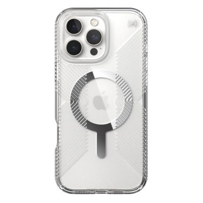 Speck Presidio Perfect Clear Grip MagSafe Case - Apple iPhone 16 Pro Max - Clear & Chrome