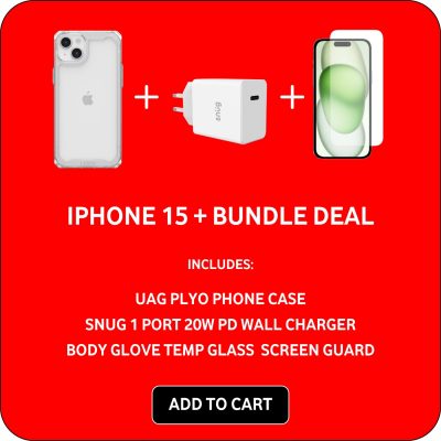 Apple iPhone 15 Plus Bundle - Phone Case / Wall Charger / Screenguard