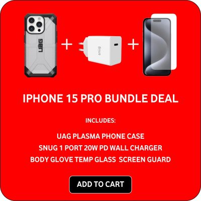 Apple iPhone 15 Pro Bundle - Phone Case / Wall Charger / Screenguard
