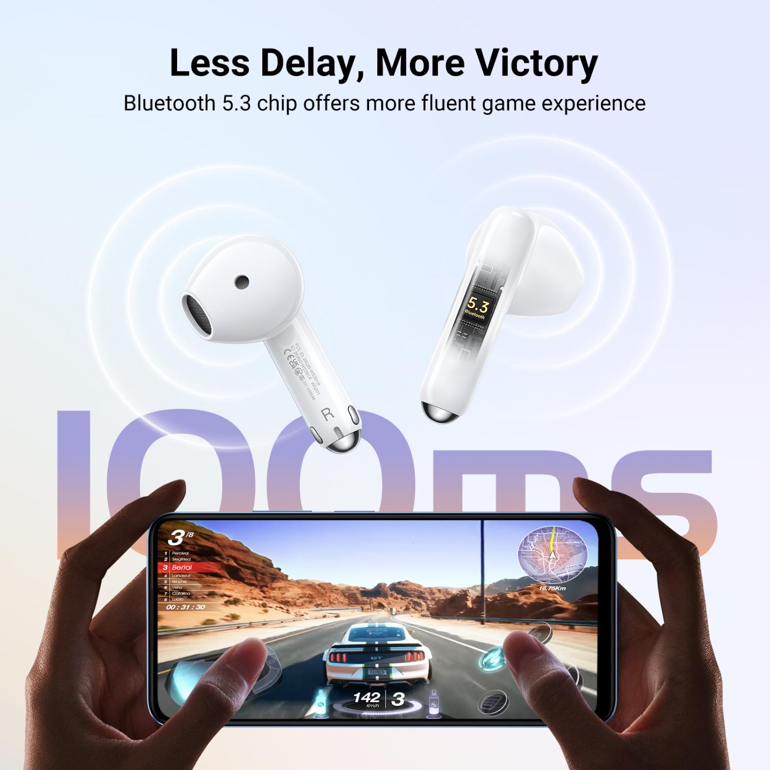 UGREEN HiTune H5 True Wireless Earbuds - White - Image 5